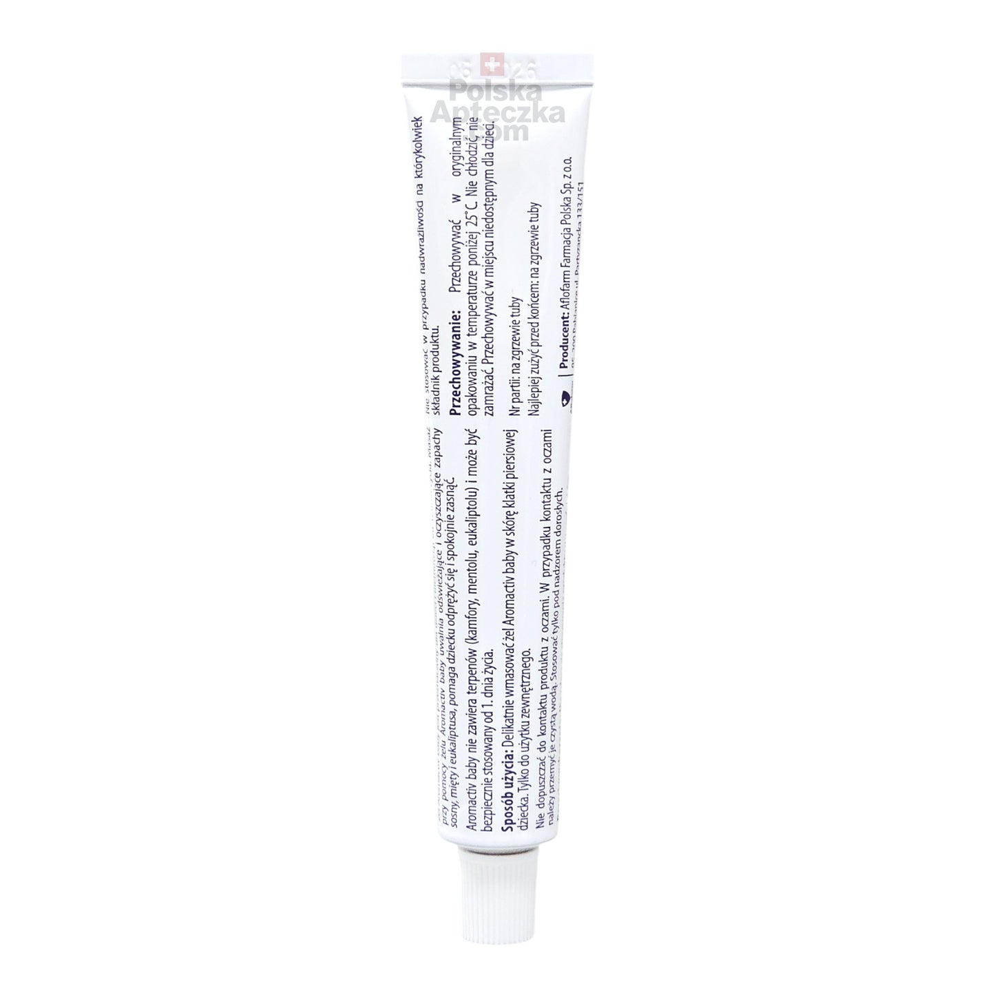 Aromactiv Baby Gel 20g essential oil gel with lavender and thyme to soothe infants and support calm breathing and sleep from day one back of tube