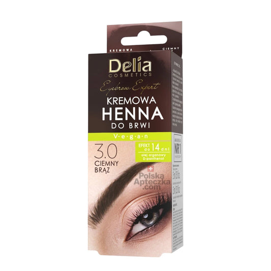 Delia Eyebrow Expert Cream Henna Dark Brown 3.0 – Vegan Long-Lasting Brow Tint