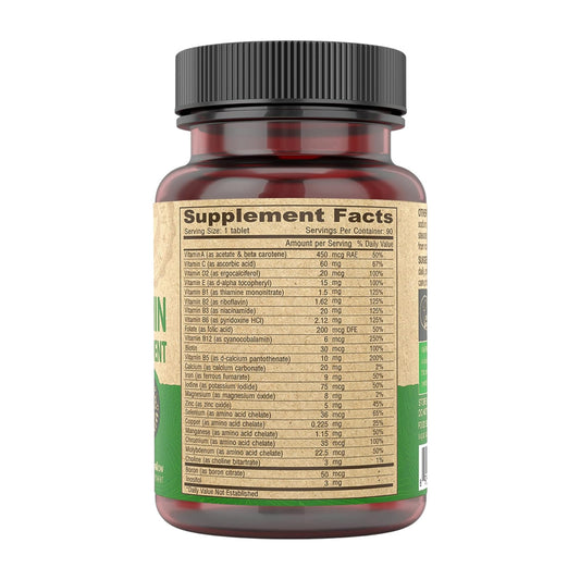 Deva Vegan Multivitamin & Mineral Supplement – 90 tiny tablets bottle ingredients