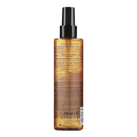 Jantar Moisturizing Hair Mist with Amber Essence for Dry and Brittle Hair 200ml spray bottle back
