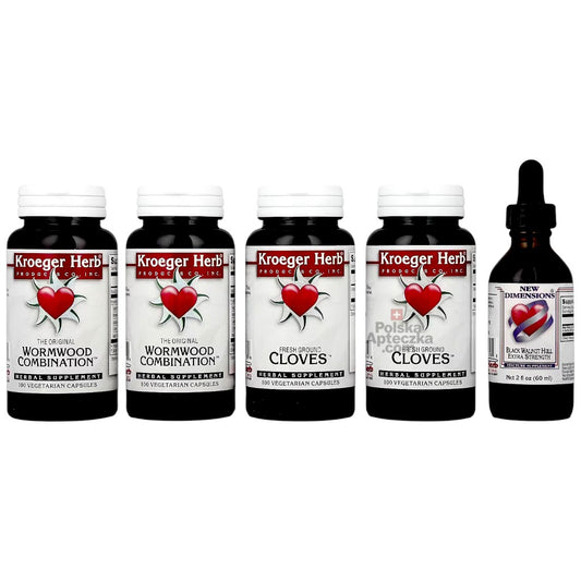 Kroeger Herb Wormwood Kit Wormwood Cloves Black Walnut herbal cleanse program bottles