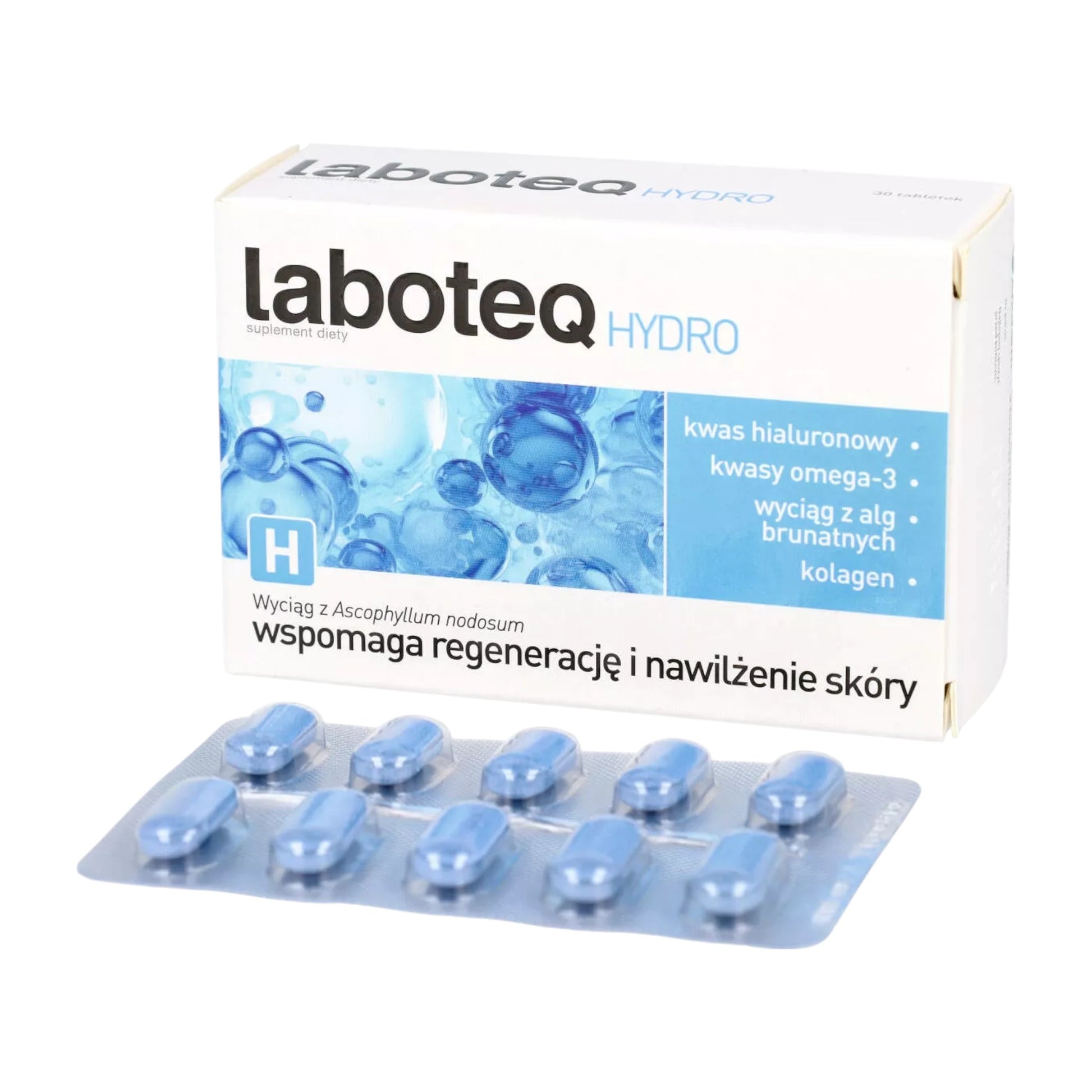 Laboteq Hydro – box with blister pack of blue tablets