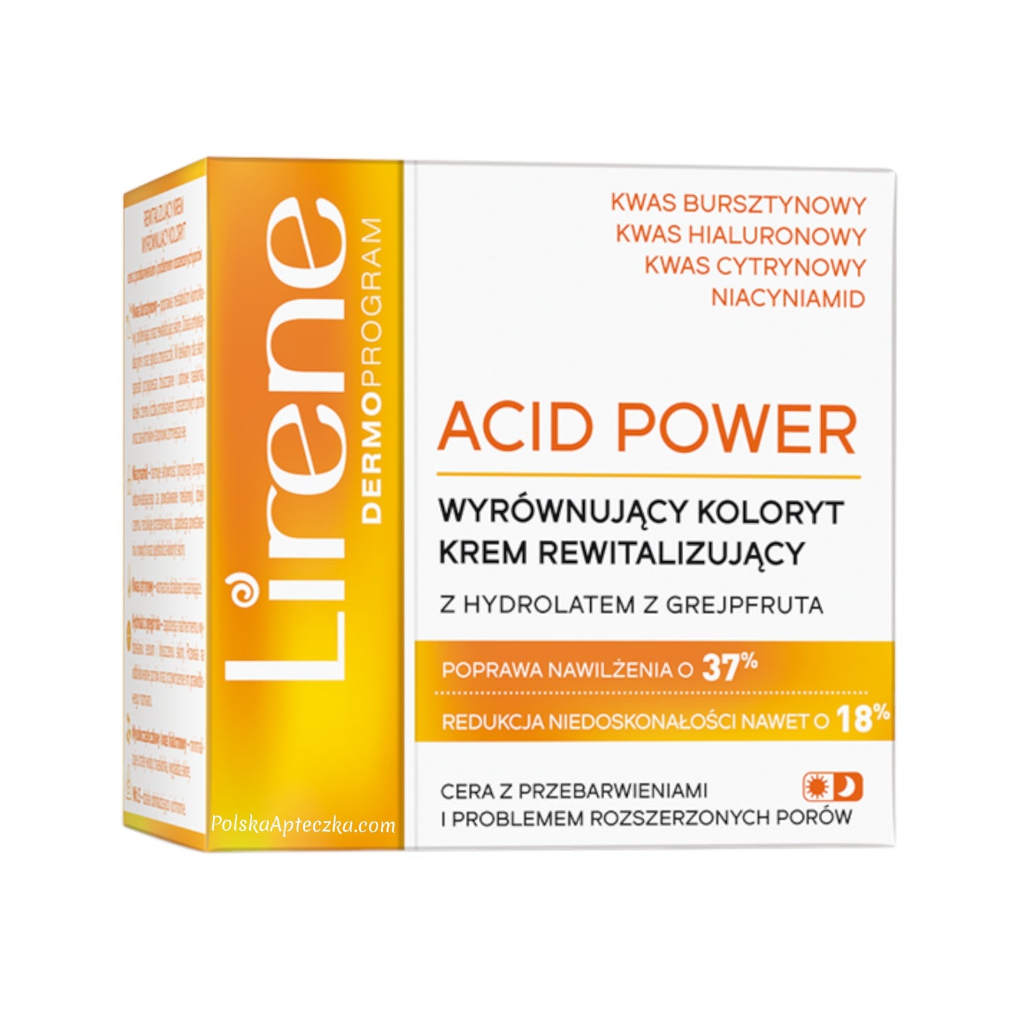 Lirene, Acid Power Wyrównujący koloryt krem rewitalizujący z hydrolatem grejpfruta 50ml