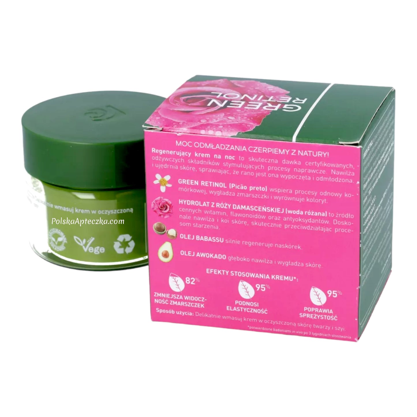 Lirene, Green Retinol 60+ krem do twarzy regenerujący woda różana olej babassu na noc 50ml