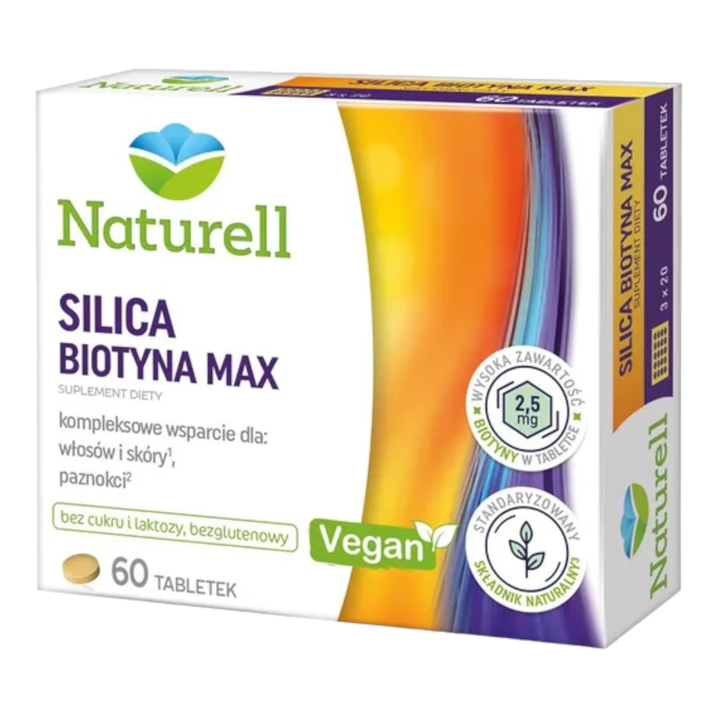 Naturell Silica Biotyna Max 60 Vegan Tablets for Hair, Skin and Nails