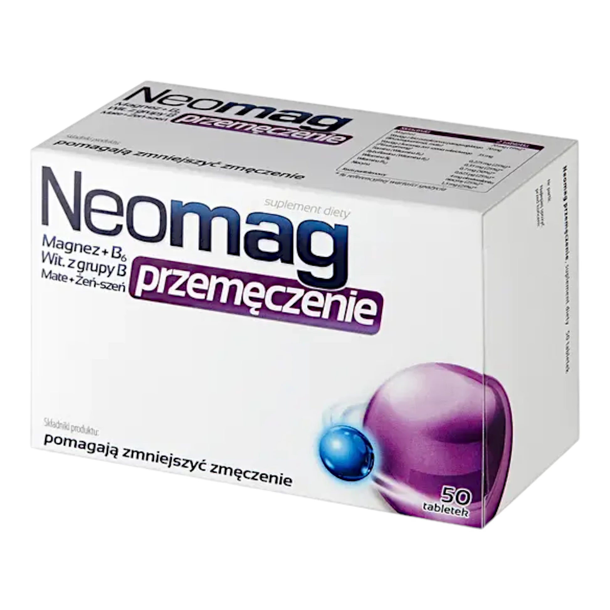 NeoMag Fatigue Tablets Magnesium B Vitamins Zinc Mate 50 tablets
