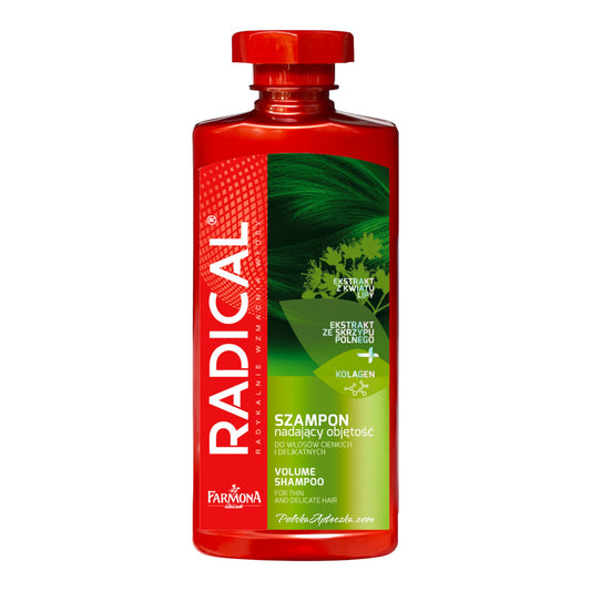 Radical Volume Shampoo – 400ml for thin and delicate hair with collagen, linden flower, and horsetail extract for lifting and strengthening