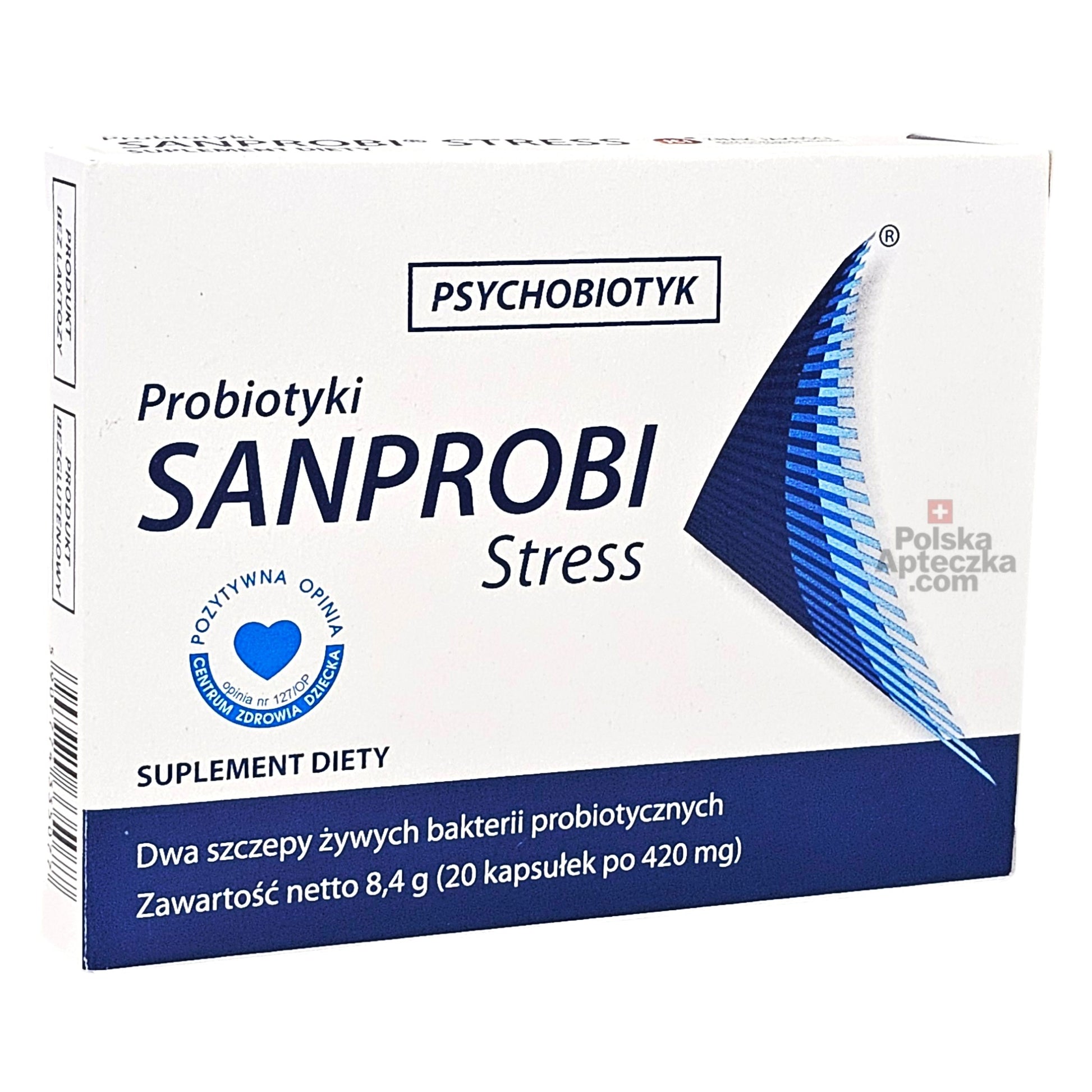 Sanprobi Stress probiotic supplement front packaging – 20 capsules