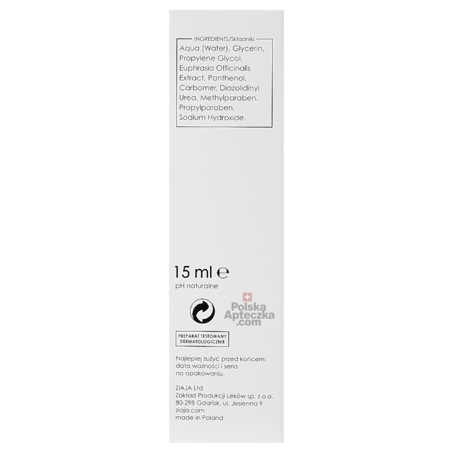 Ziaja Bio-Eye Gel with Eyebright and Provitamin B5 15ml angle