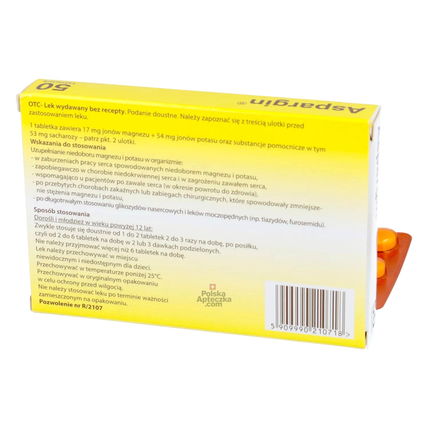 Aspargin 50 tablets back