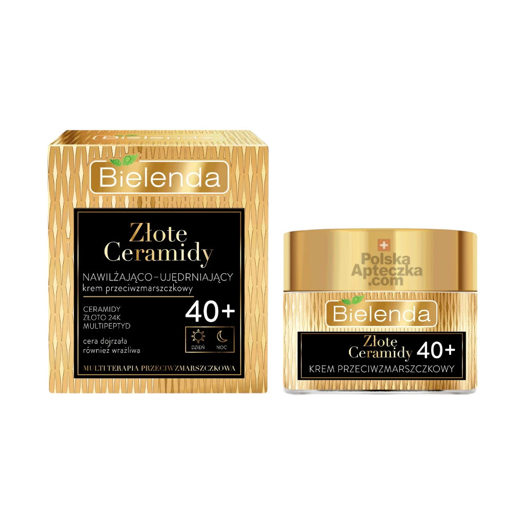 Bielenda Złote Ceramidy 40+ Anti-Wrinkle Cream with Ceramides, Gold & Peptides – Day and Night Skincare for Mature Skin