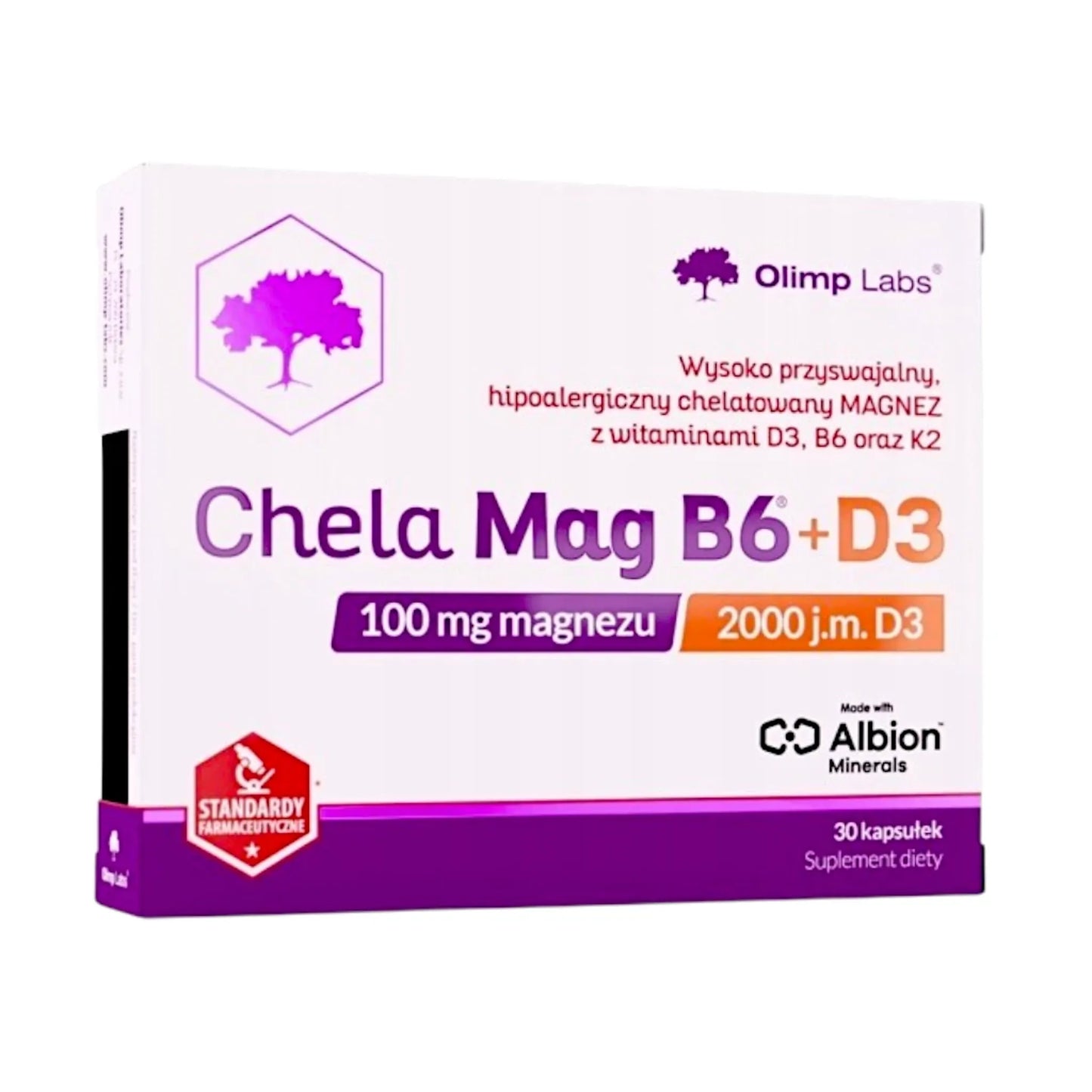 Chela Mag B6 + D3 by Olimp Labs – 30 capsules with chelated magnesium, vitamin D3, B6, and K2 supplement for muscle, bone, and immune support