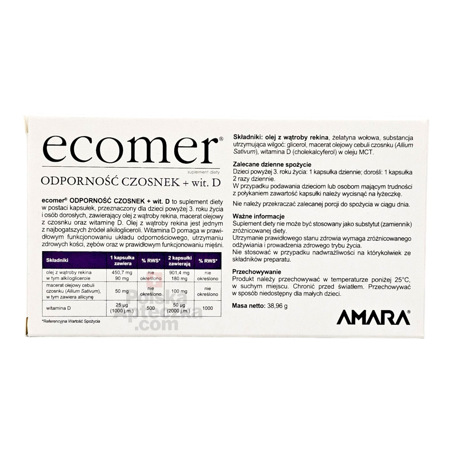 ecomer garlic vitamin d box back