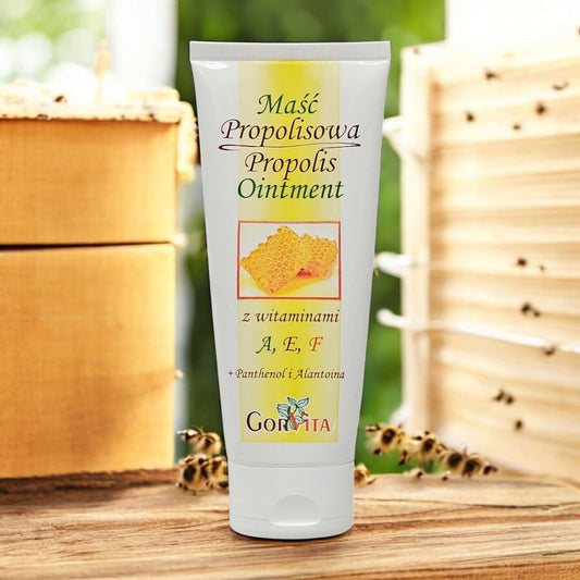 Gorvita Propolis Ointment – Lifestyle Scene with Beehive Background