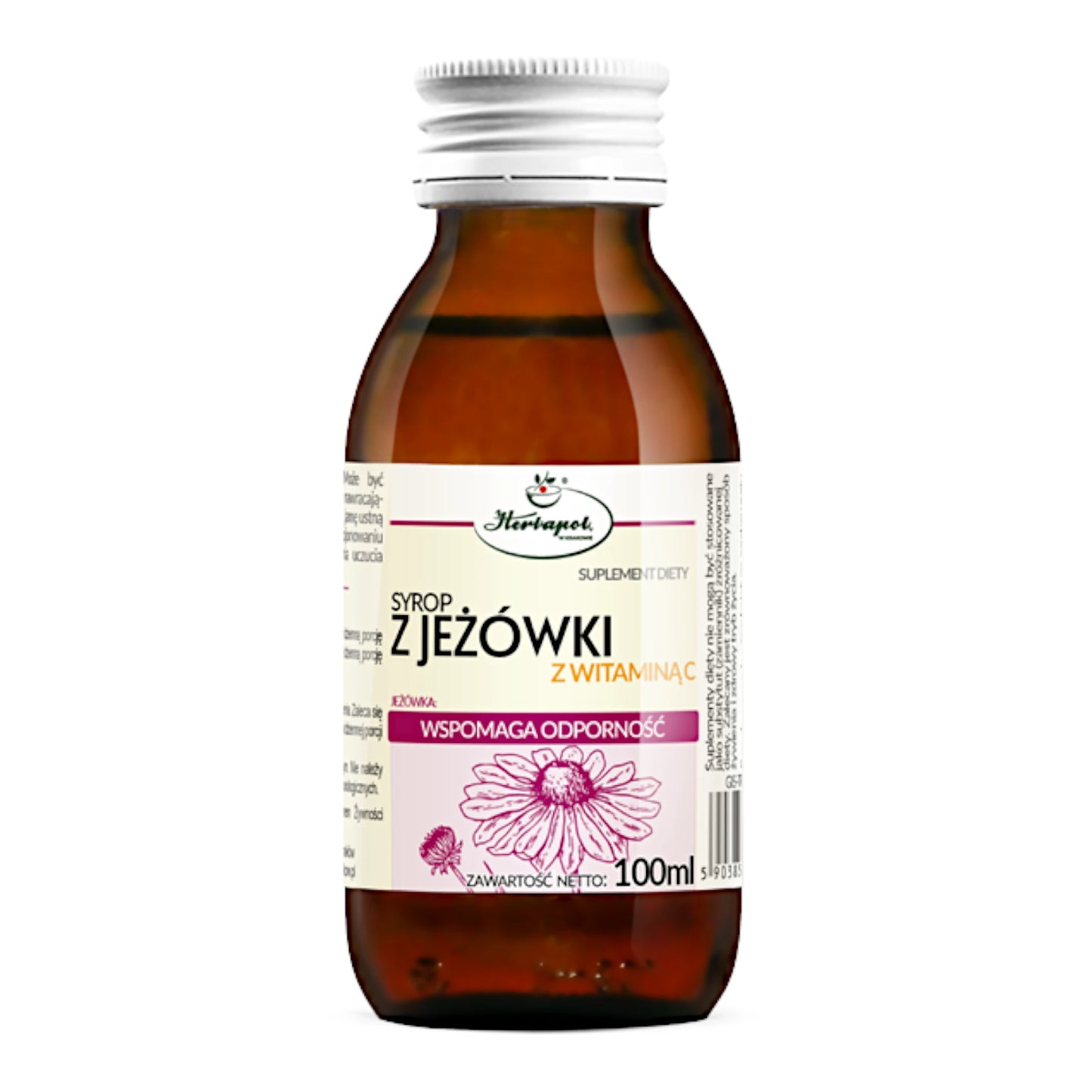 Herbapol Echinacea Syrup with Vitamin C – 100ml immune support supplement for kids and adults, natural cold and flu defense