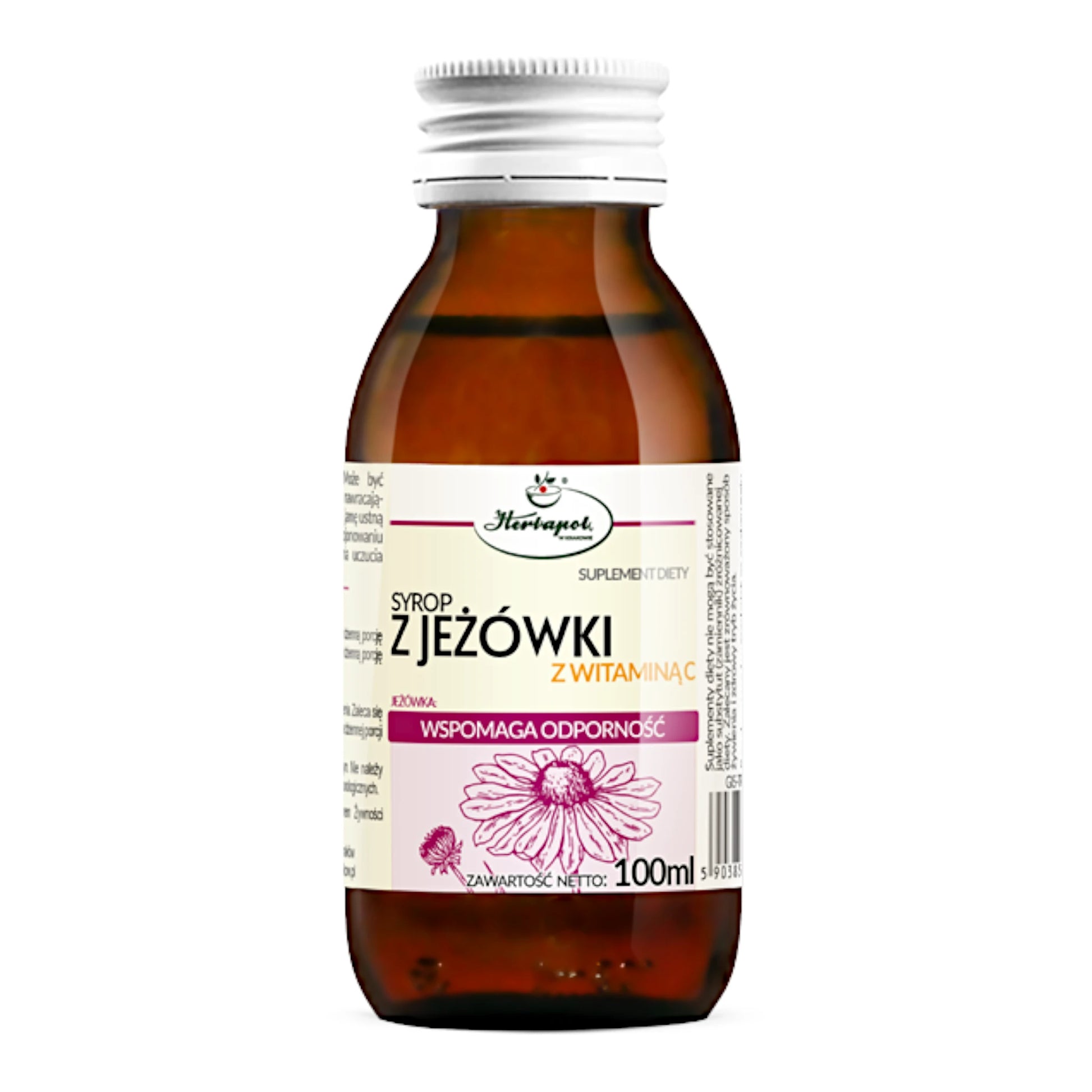 Herbapol Echinacea Syrup with Vitamin C – 100ml immune support supplement for kids and adults, natural cold and flu defense