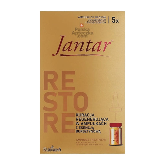 Jantar Restore hair ampoule with red cap for intensive hair treatment