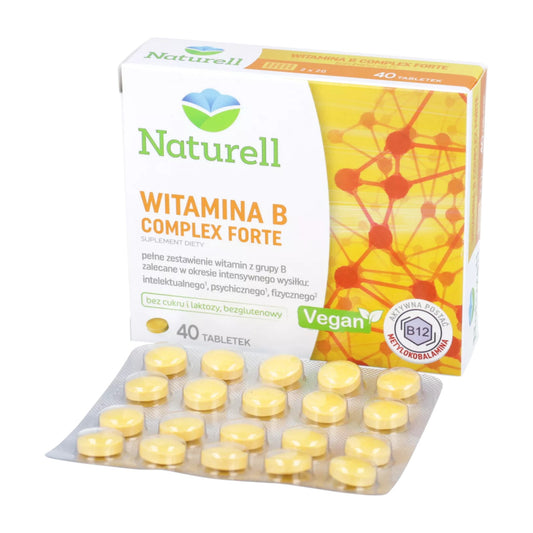 Naturell Vitamin B Complex Forte - High-Strength B Vitamins with Methylated B12 40 Tablets