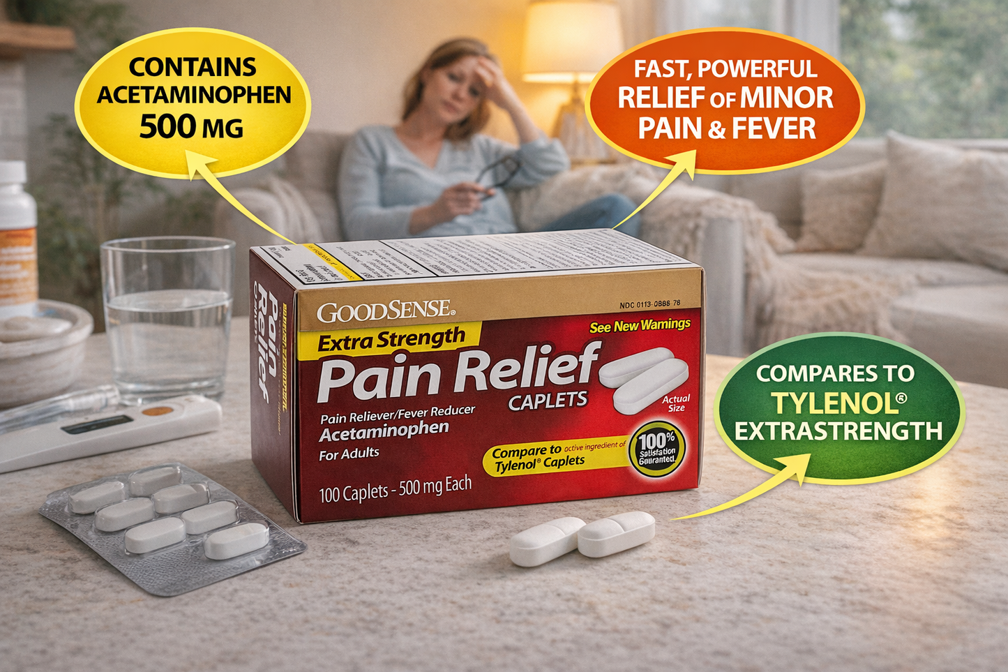 paracetamol pain relief 100 caplets