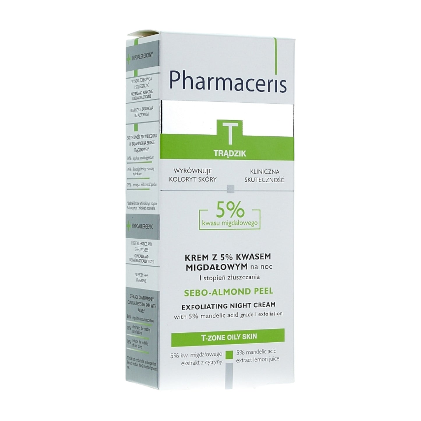 Pharmaceris T Sebo-Almond Peel Night Cream Front Bottle – 5% Mandelic Acid, 50ml