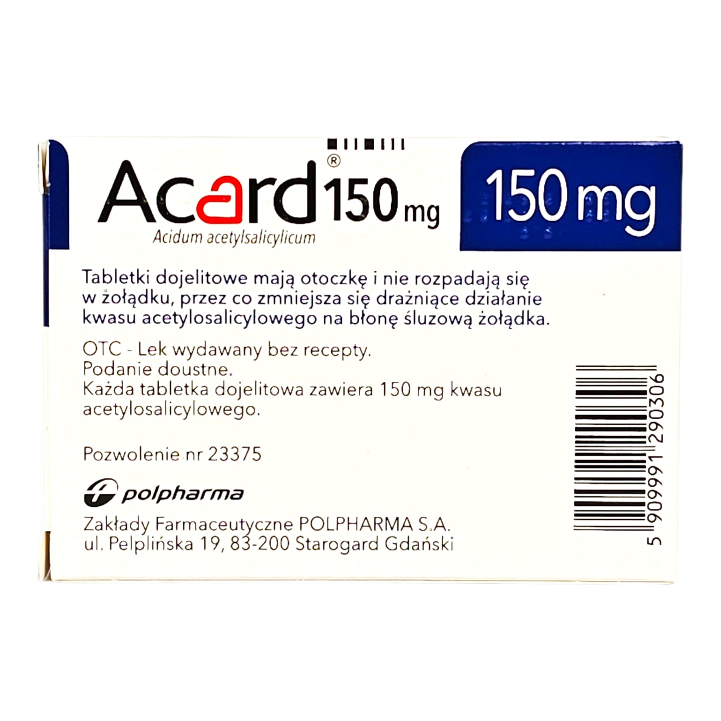 Acard 150 mg 60 Enteric-Coated Tablets – Acetylsalicylic Acid