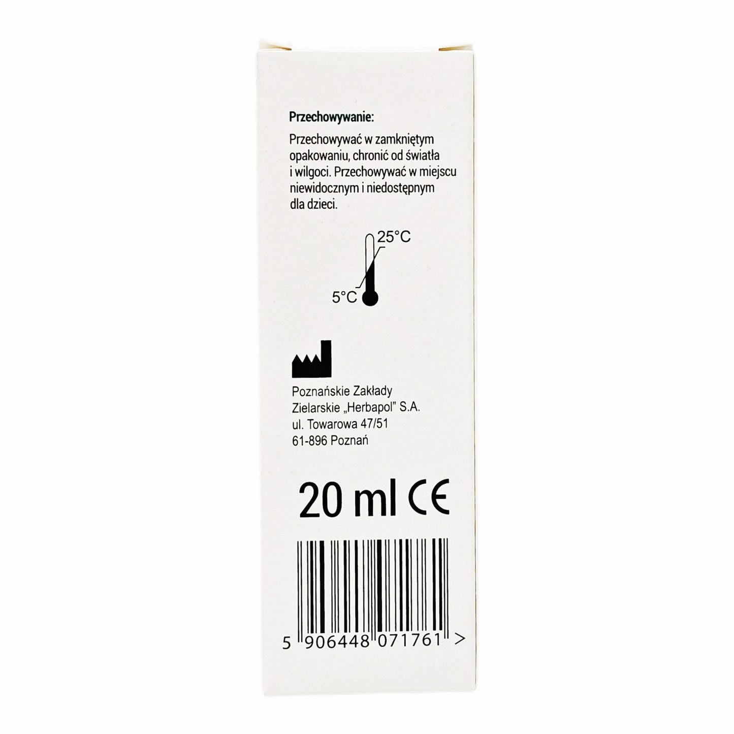 White packaging with text and a barcode on a white background