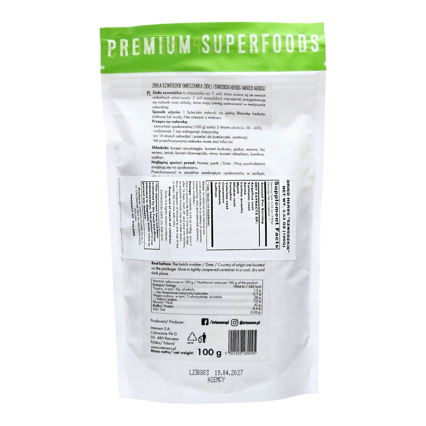 Swedish Bitters Herbal Blend 100g – Intenson | Premium Superfoods