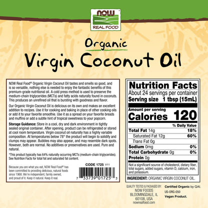 Virgin Coconut Cooking Oil, Organic - 12 fl. oz.