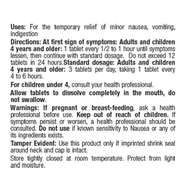 Nausea Relief Tablets – Fast-Acting Homeopathic Relief for Nausea, Vomiting & Indigestion – 100 Tablets