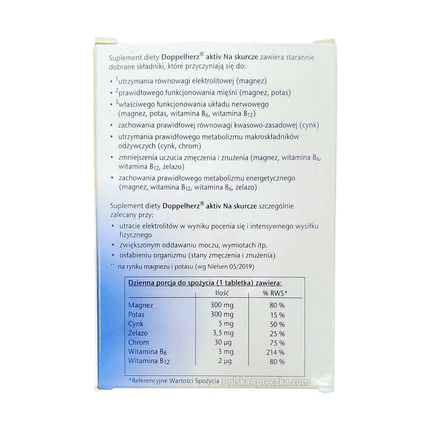 Doppelherz Na Skurcze Cramp Relief Supplement with Magnesium and Potassium 30 Tablets ingredients