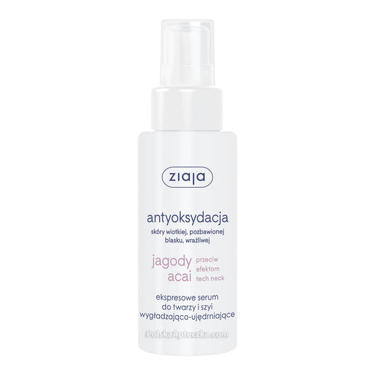 Ziaja Antioxidation Express Face & Neck Serum – Acai – Vegan bottle
