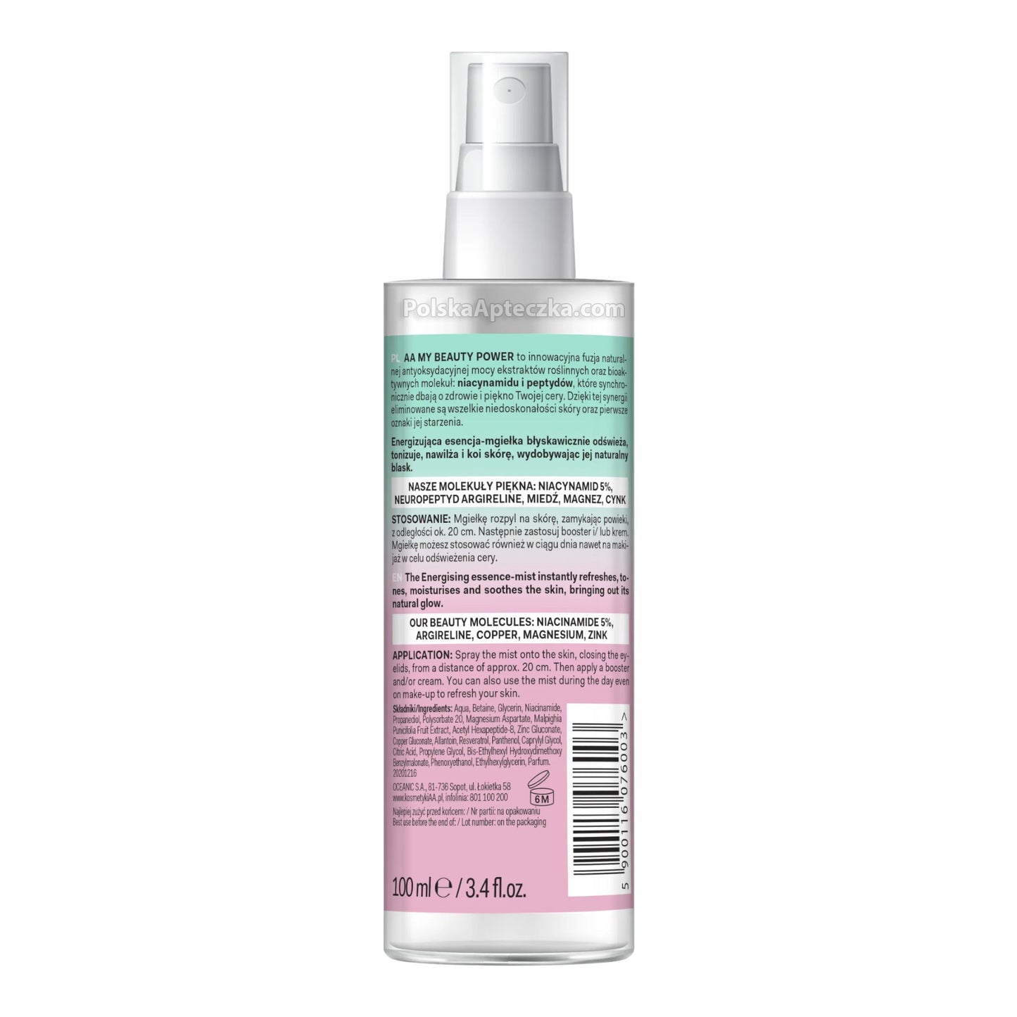 AA Oceanic, My Beauty Power NIACYNAMID 5% Energizująca esencja-mgiełka 100 ml