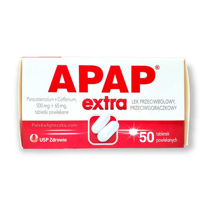 Apap Extra, lek przeciwbólowy i przeciwgorączkowy, 50 tabletek