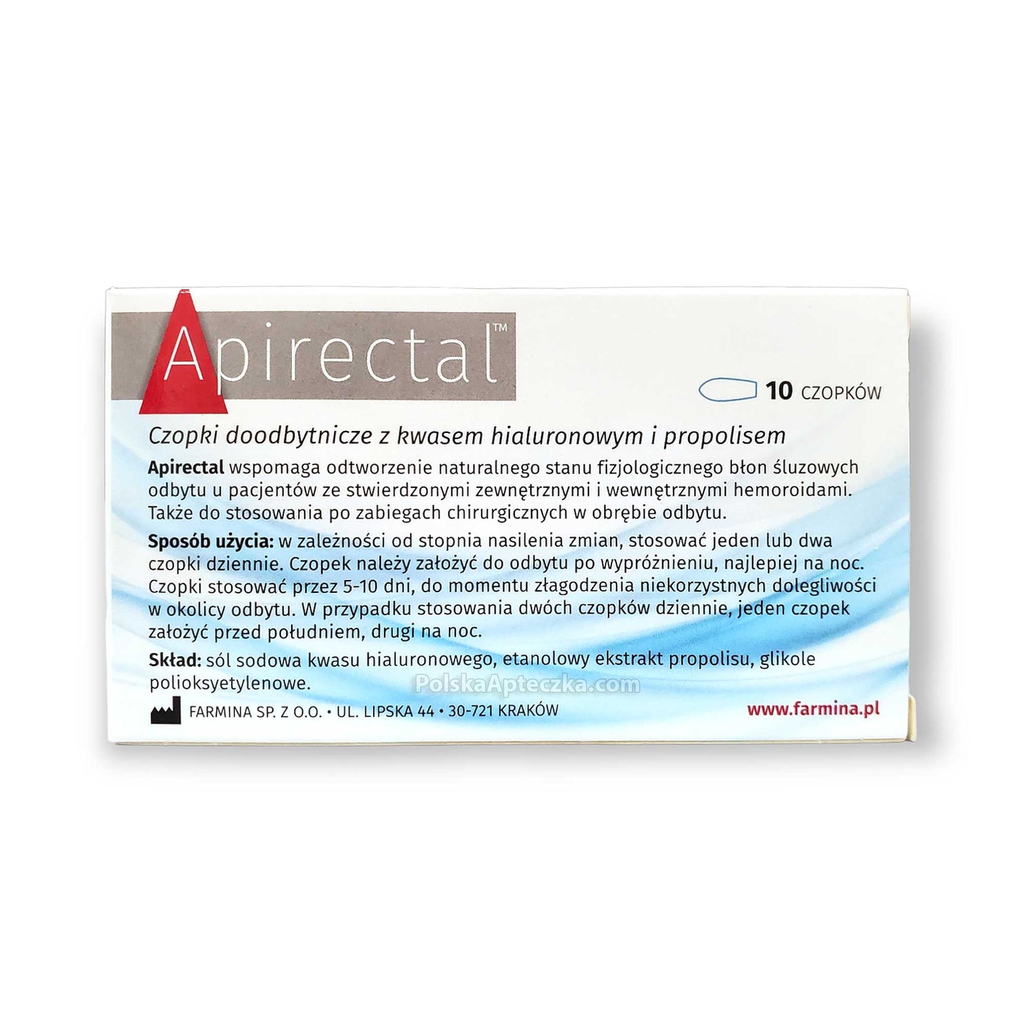 Apirectal Czopki doodbytnicze z kwasem hialuronowym i propolisem