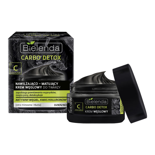 Bielenda, Carbo Detox, Nawilzajaco-matujacy krem weglowy do twarzy dzien i noc 50 g