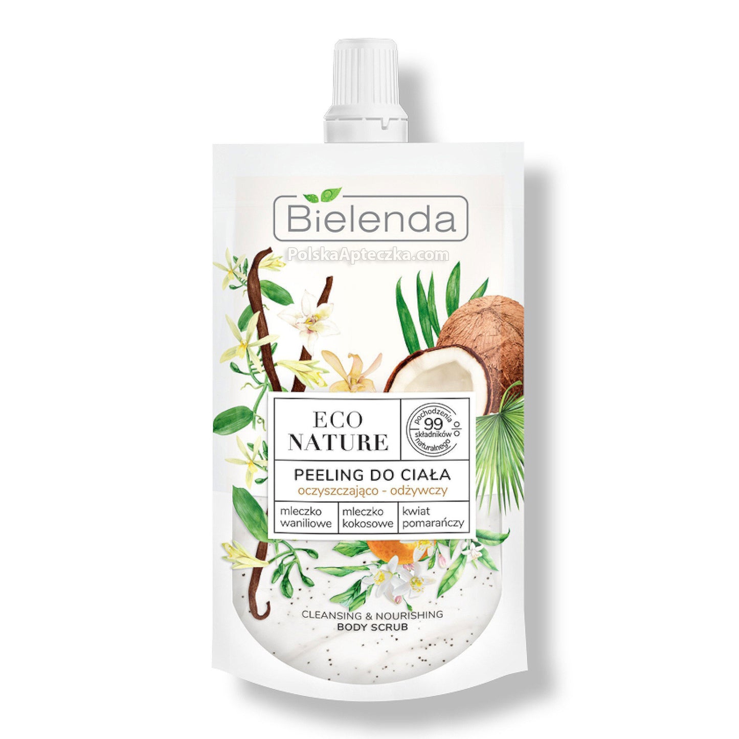 Bielenda, Eco Nature, Peeling do ciala odzywczy Mleczko waniliowe + Mleczko kokosowe + kwiat pomaranczy 125 g