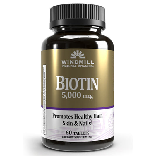 Biotin 5,000mcg (5mg), 60 tabletek, Windmill