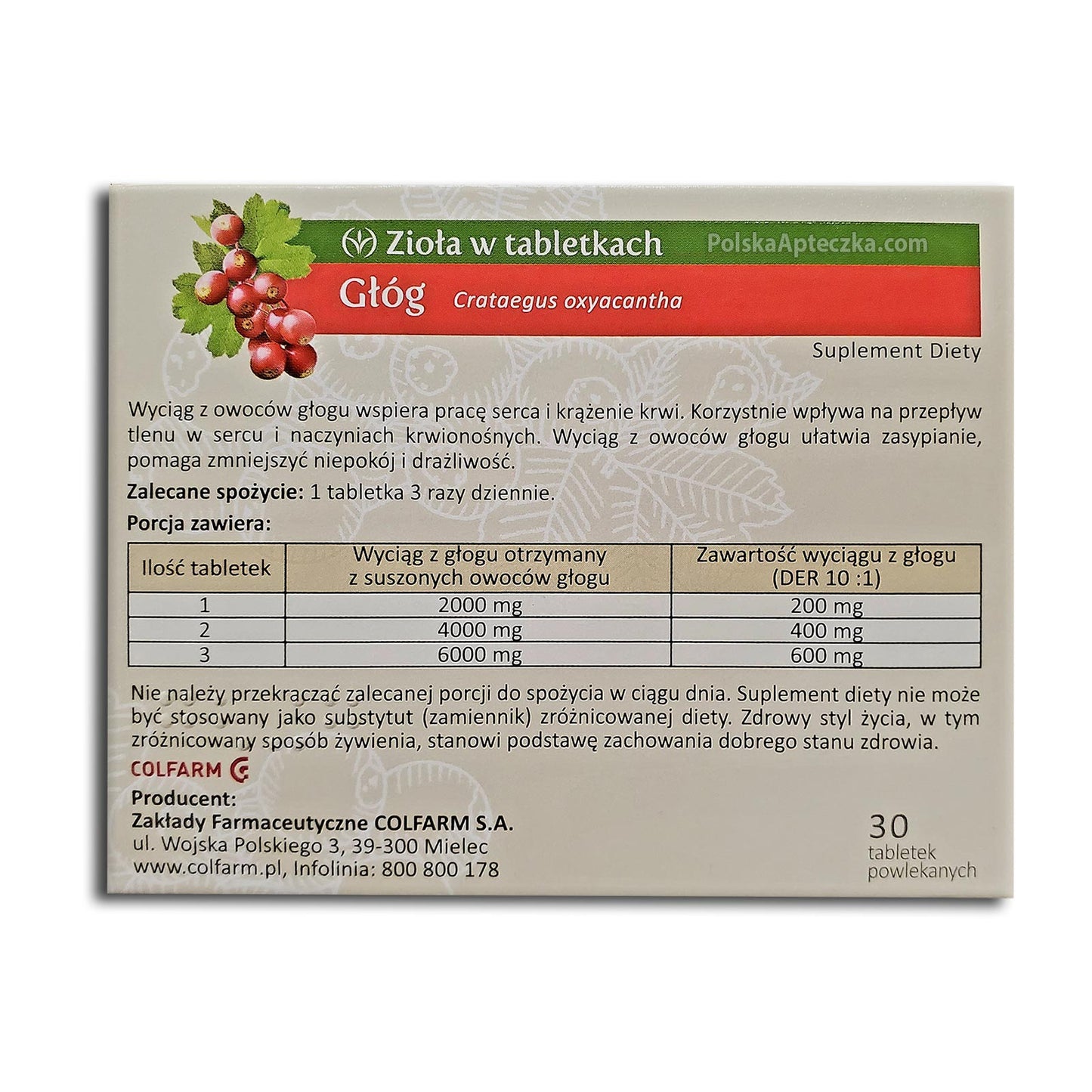 Glog 30 tabletek, Colfarm