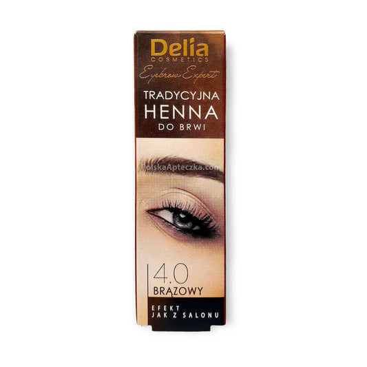 Delia Cosmetics Henna do Brwi, 4.0 BRĄZOWY