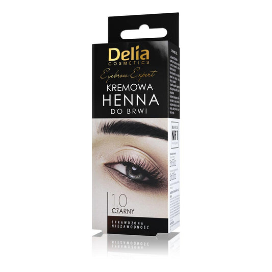 Delia Cosmetics Henna do Brwi kremowa, 1.0 CZARNY