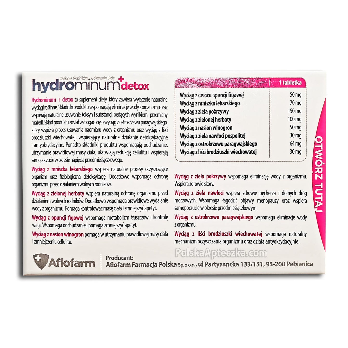 Hydrominum Detox, 30 tabletek, Aflofarm
