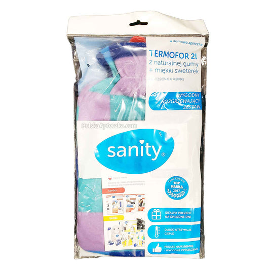 Termofor 2L z nauralnej gumy i miękki sweterek, Sanity