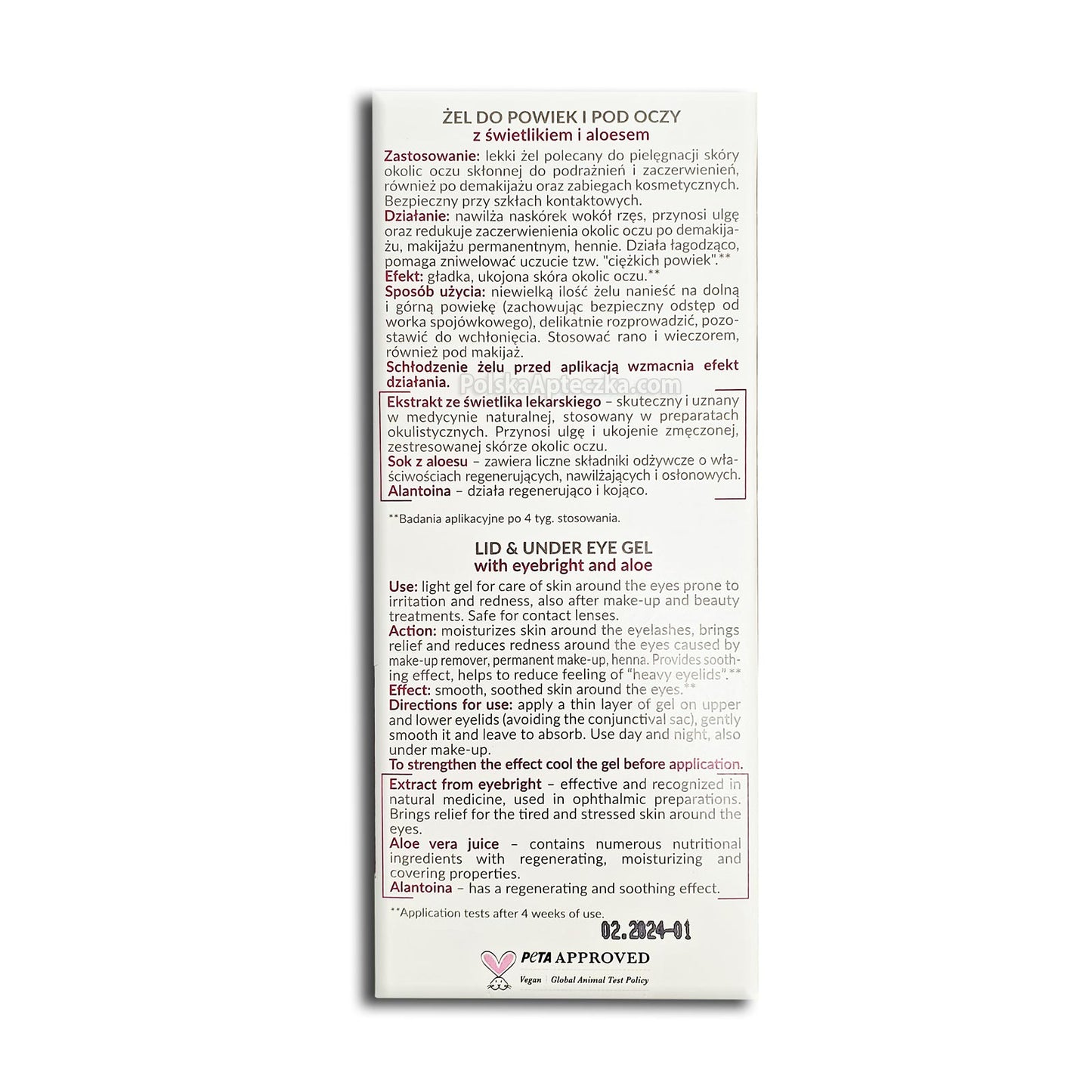 Floslek eye and eye lid gel with eyebright and aloe vera, 15 ml