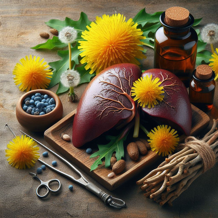 Herbal liver support supplements with dandelion, artichoke, and liver model – Polish natural health remedies