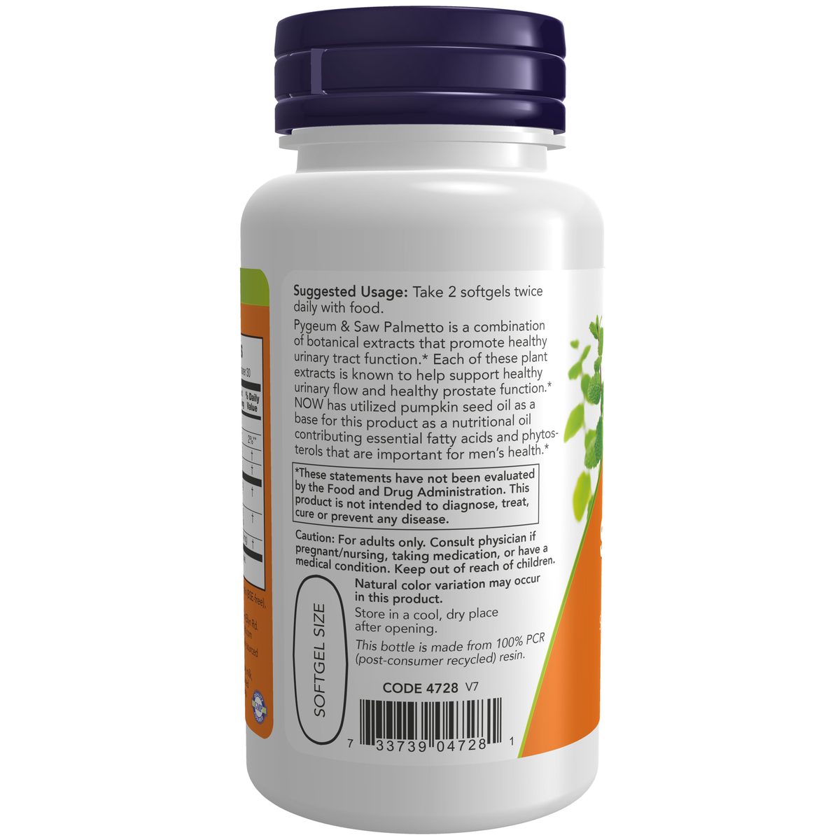 NOW Foods Pygeum & Saw Palmetto - 60 Softgels – Label details / Etykieta producenta