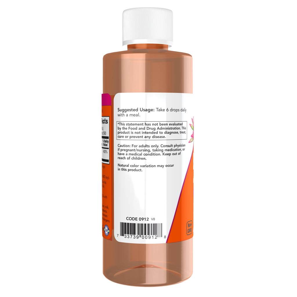 NOW Foods Vitamin E Liquid - 4 fl. oz. – Label details / Etykieta producenta