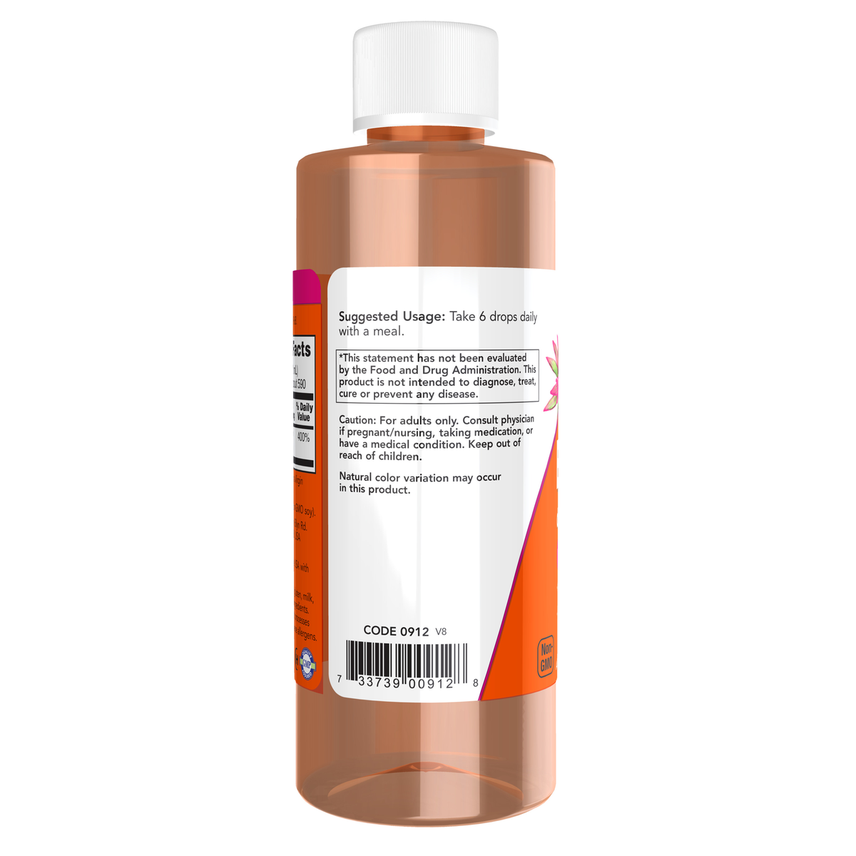 NOW Foods Vitamin E Liquid - 4 fl. oz. – Label details / Etykieta producenta