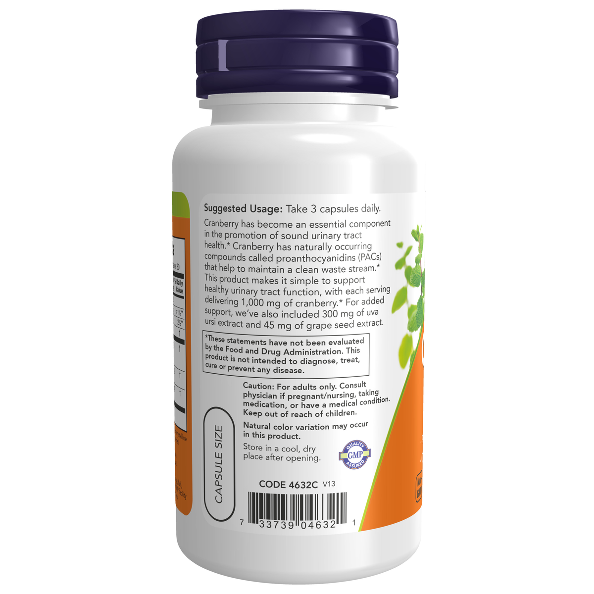 NOW Foods Cranberry with PACs - 90 Veg Capsules – Label details / Etykieta producenta