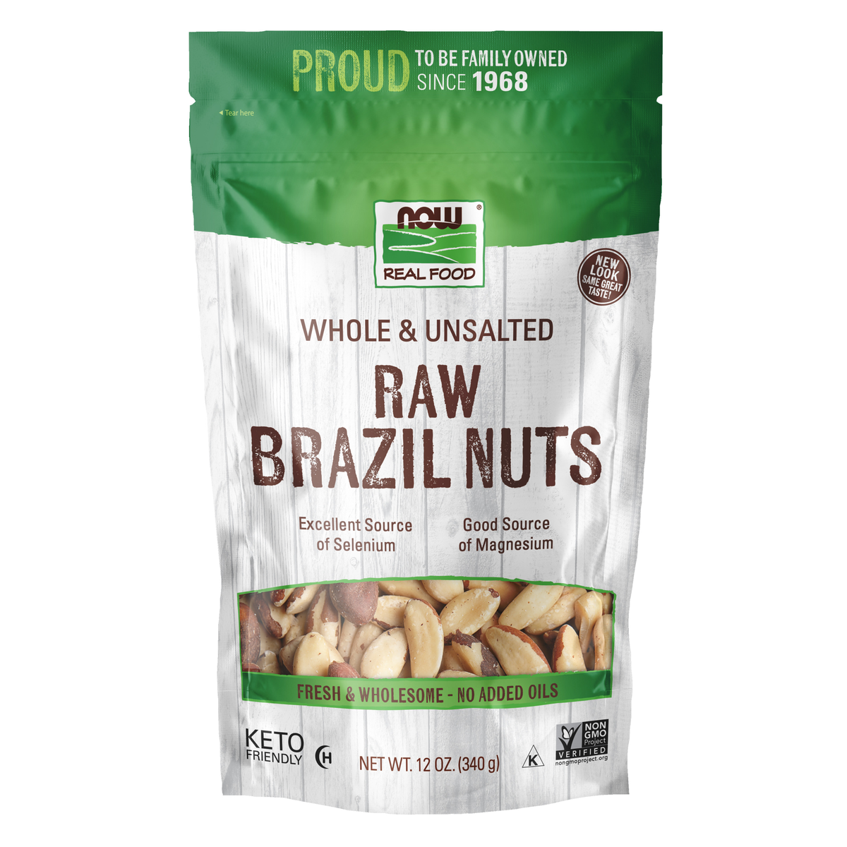 NOW Foods Brazil Nuts, Raw, Whole & Unsalted - 12 oz. / orzechy brazylijskie, surowy, cały & niesolony - 12 oz.
