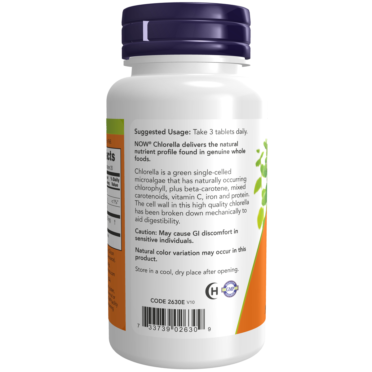NOW Foods Chlorella 1000 mg - 60 Tablets – Label details / Etykieta producenta